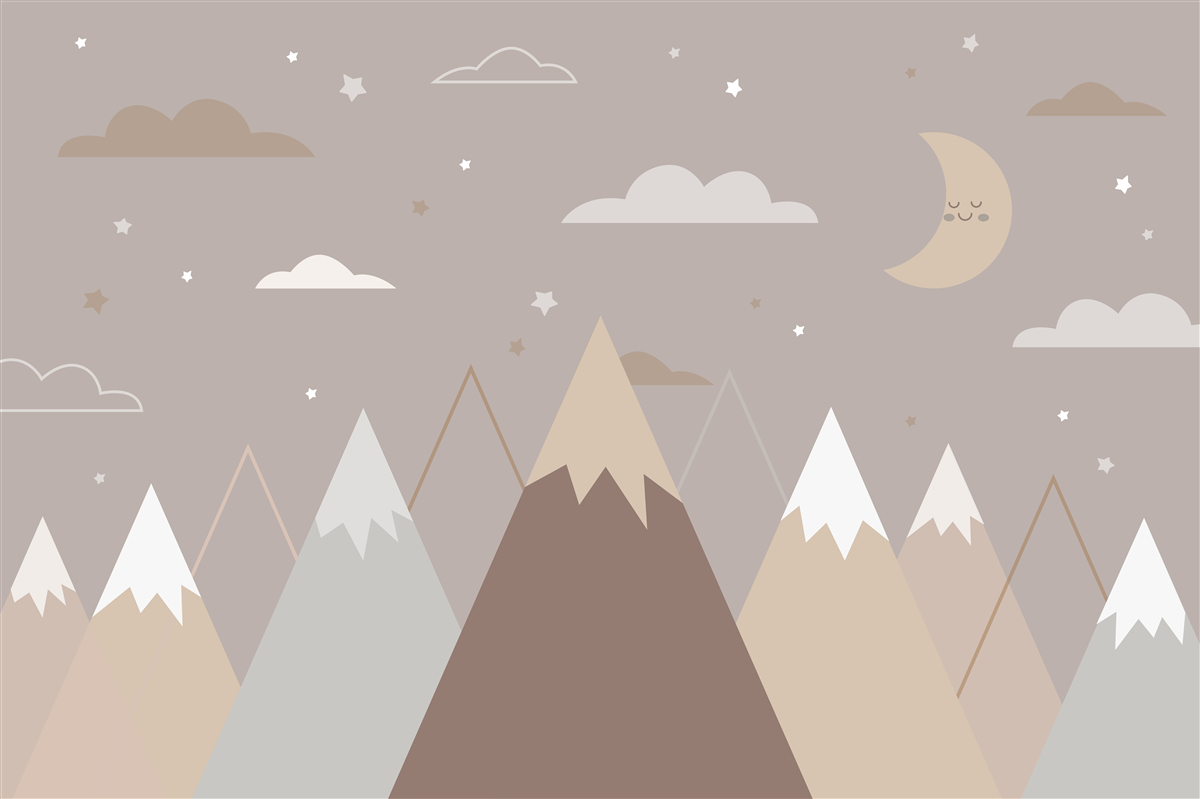 Fotobehang de nacht strekte zich uit over de besneeuwde toppen