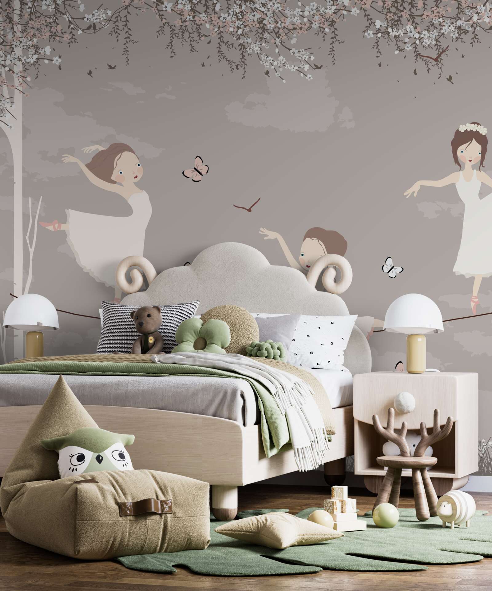 Fotobehang acrobatische meisjes op een koord