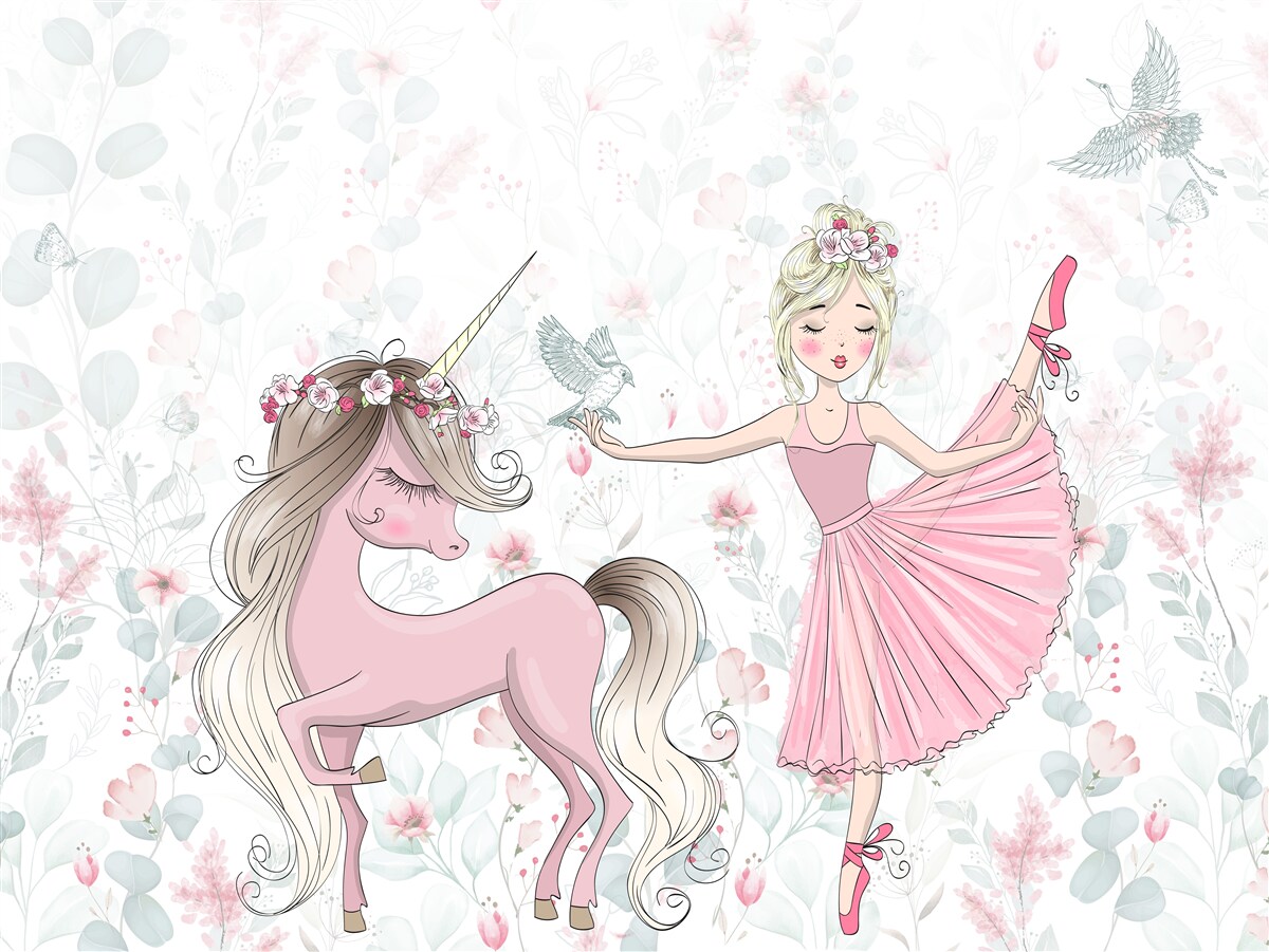 Fotobehang een tovenares en haar toegewijde eenhoorn