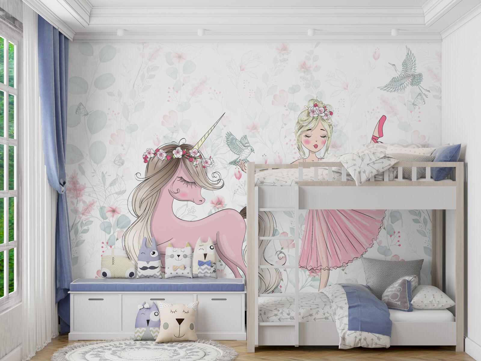 Fotobehang een tovenares en haar toegewijde eenhoorn