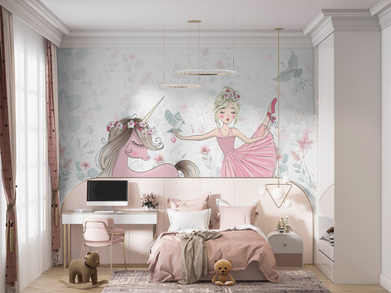 Fotobehang een tovenares en haar toegewijde eenhoorn