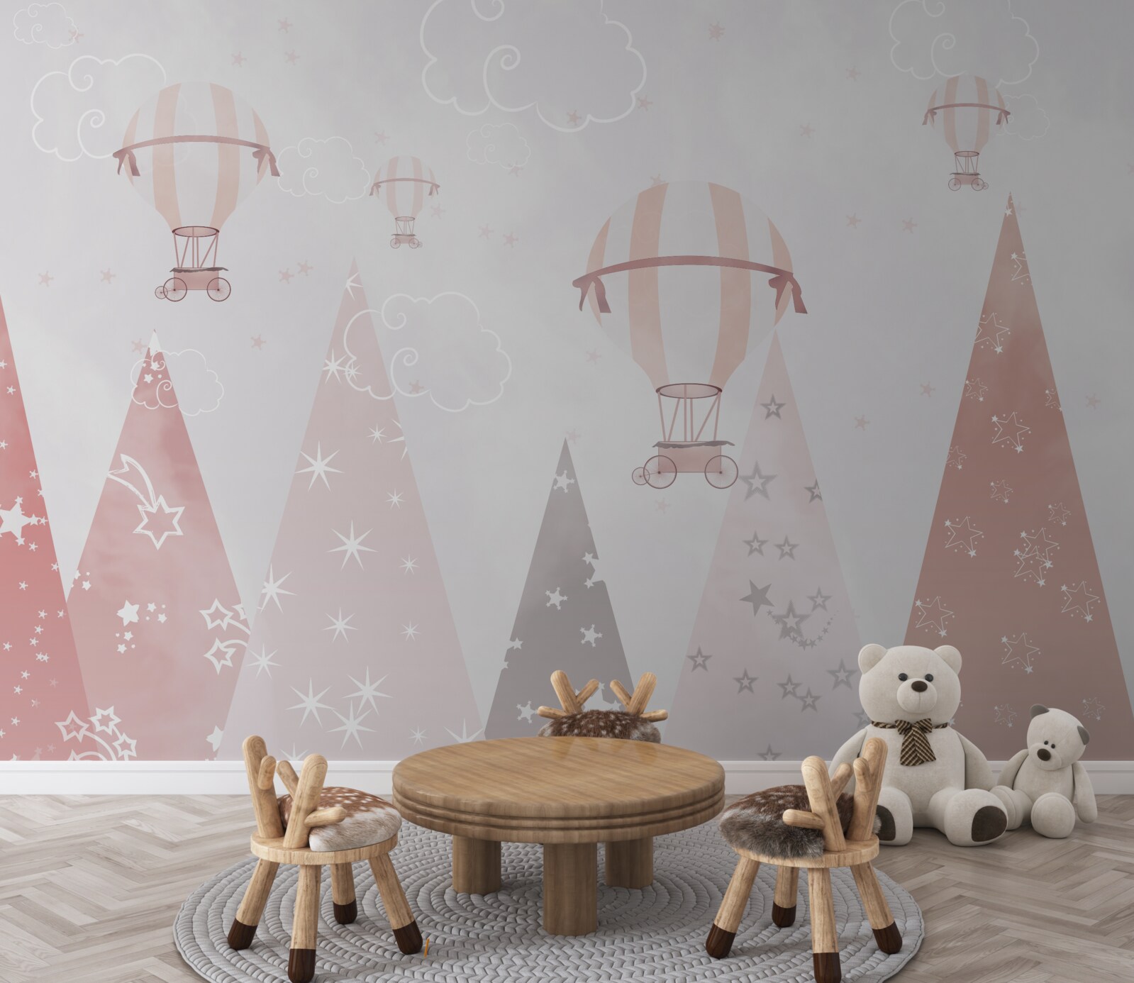 Fotobehang ballen in de lucht bestrooien het bos met glanzende sterren