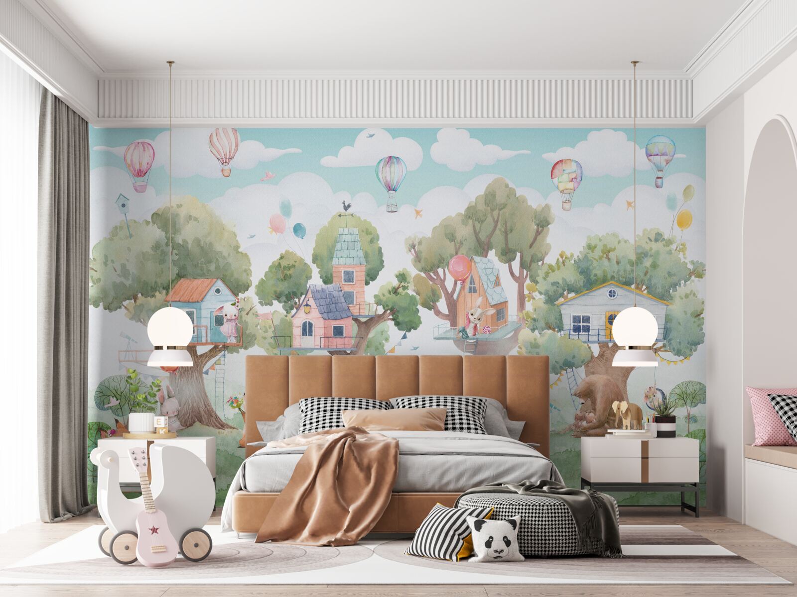 Fotobehang houten huizen gebouwd door kinderen