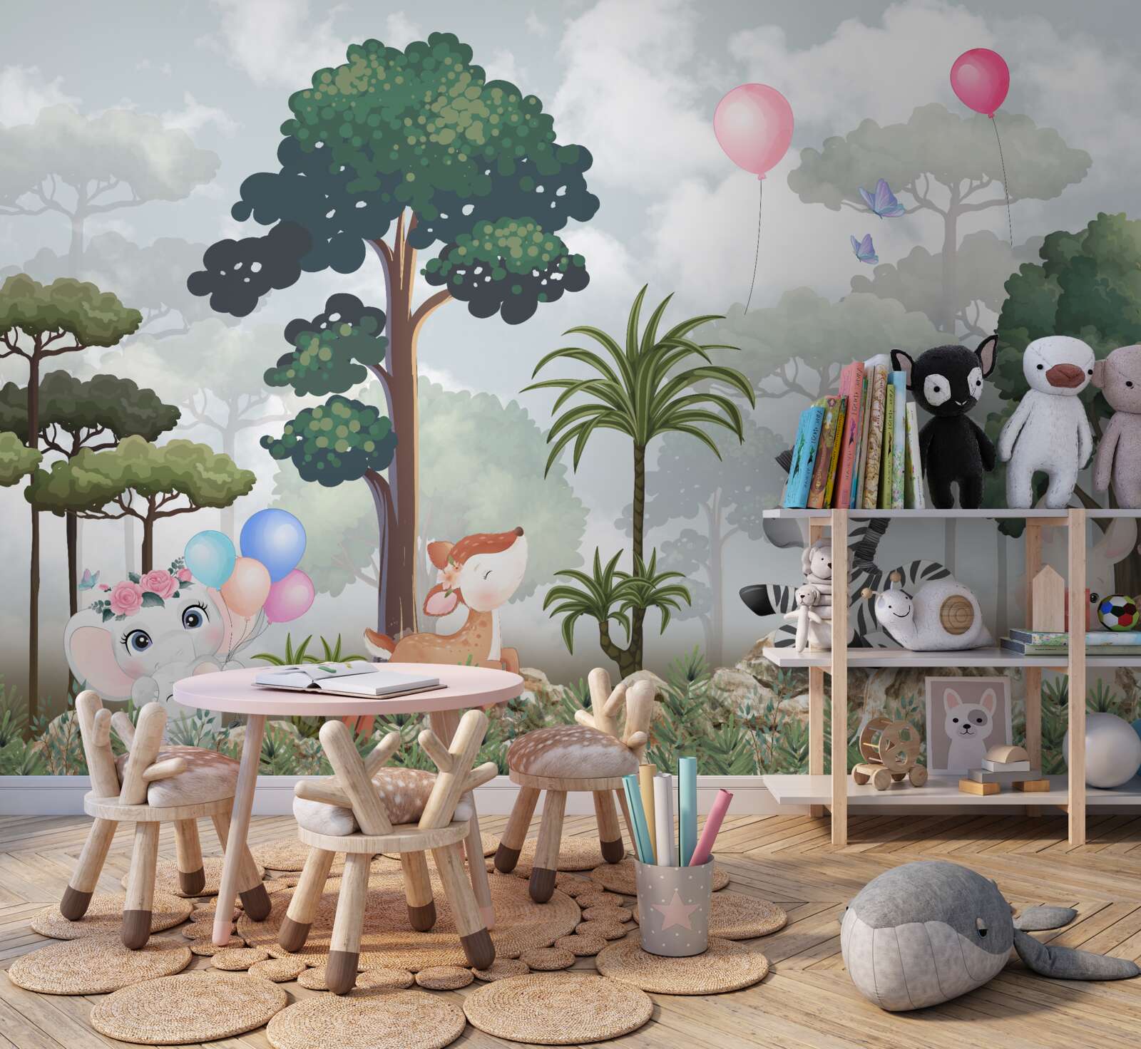 Fotobehang bosdieren vieren hun verjaardag