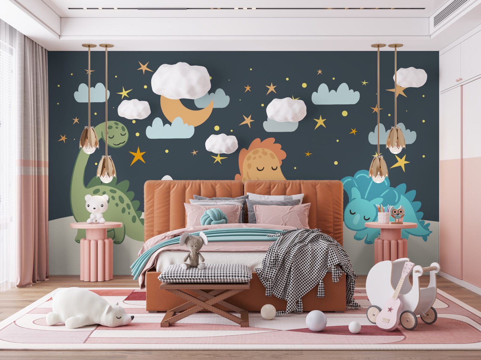 Fotobehang dinosaurussen gaan slapen