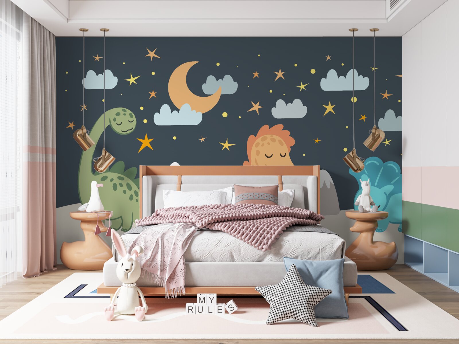 Fotobehang dinosaurussen gaan slapen