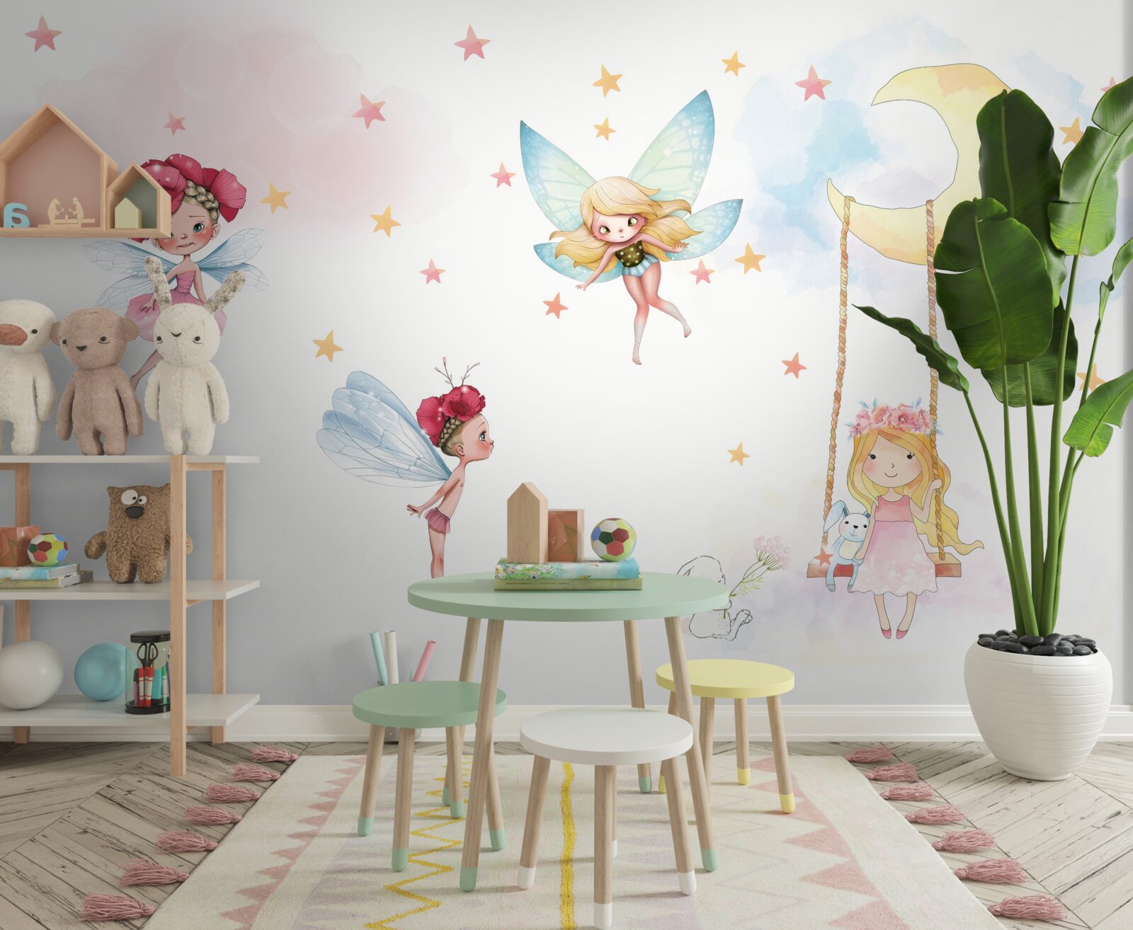 Fotobehang kleine feeën met sierlijke vleugels