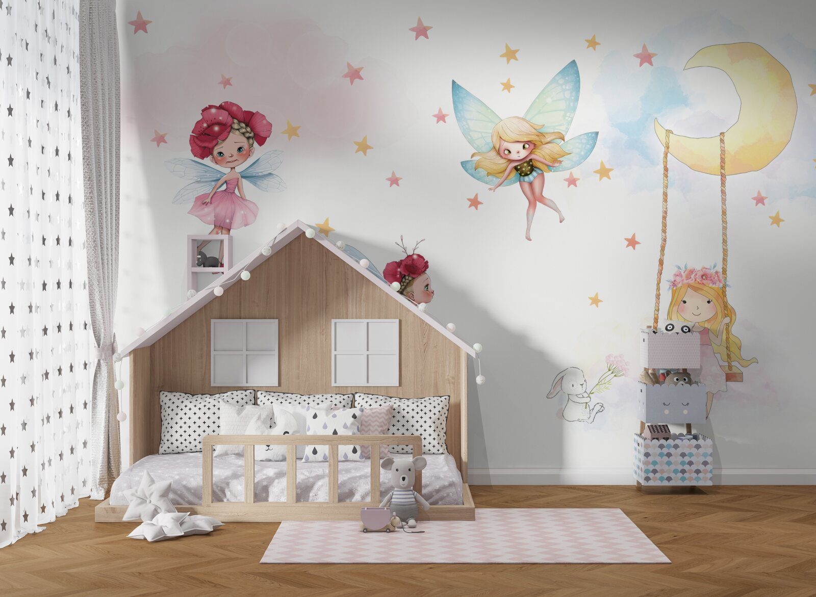 Fotobehang kleine feeën met sierlijke vleugels