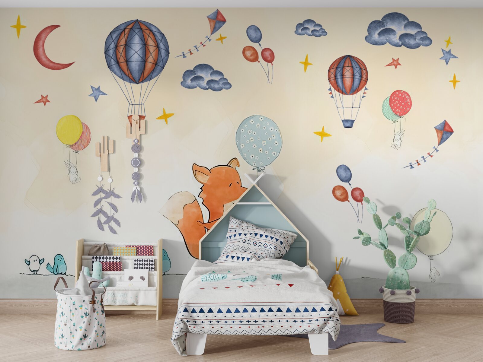 Fotobehang kleine vos gaat naar het feest