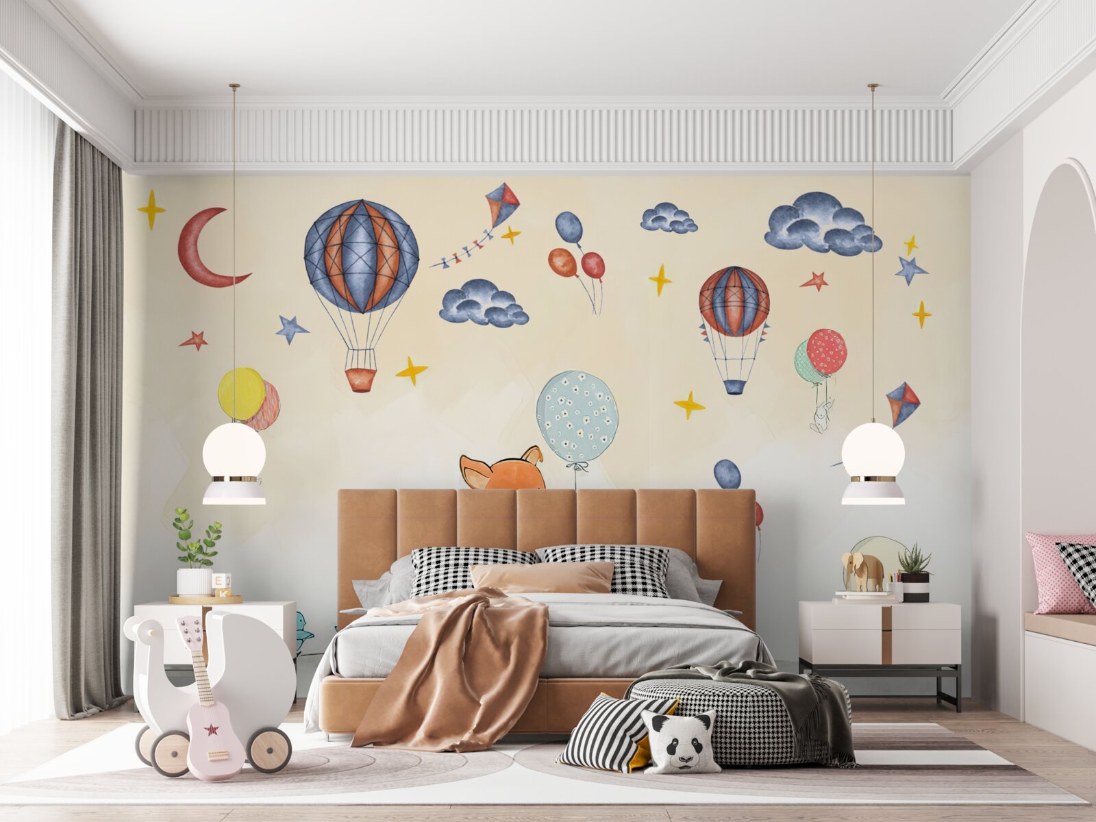 Fotobehang kleine vos gaat naar het feest