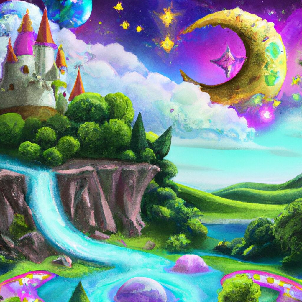 Fotobehang fabelachtige waterval bij het onneembare fort