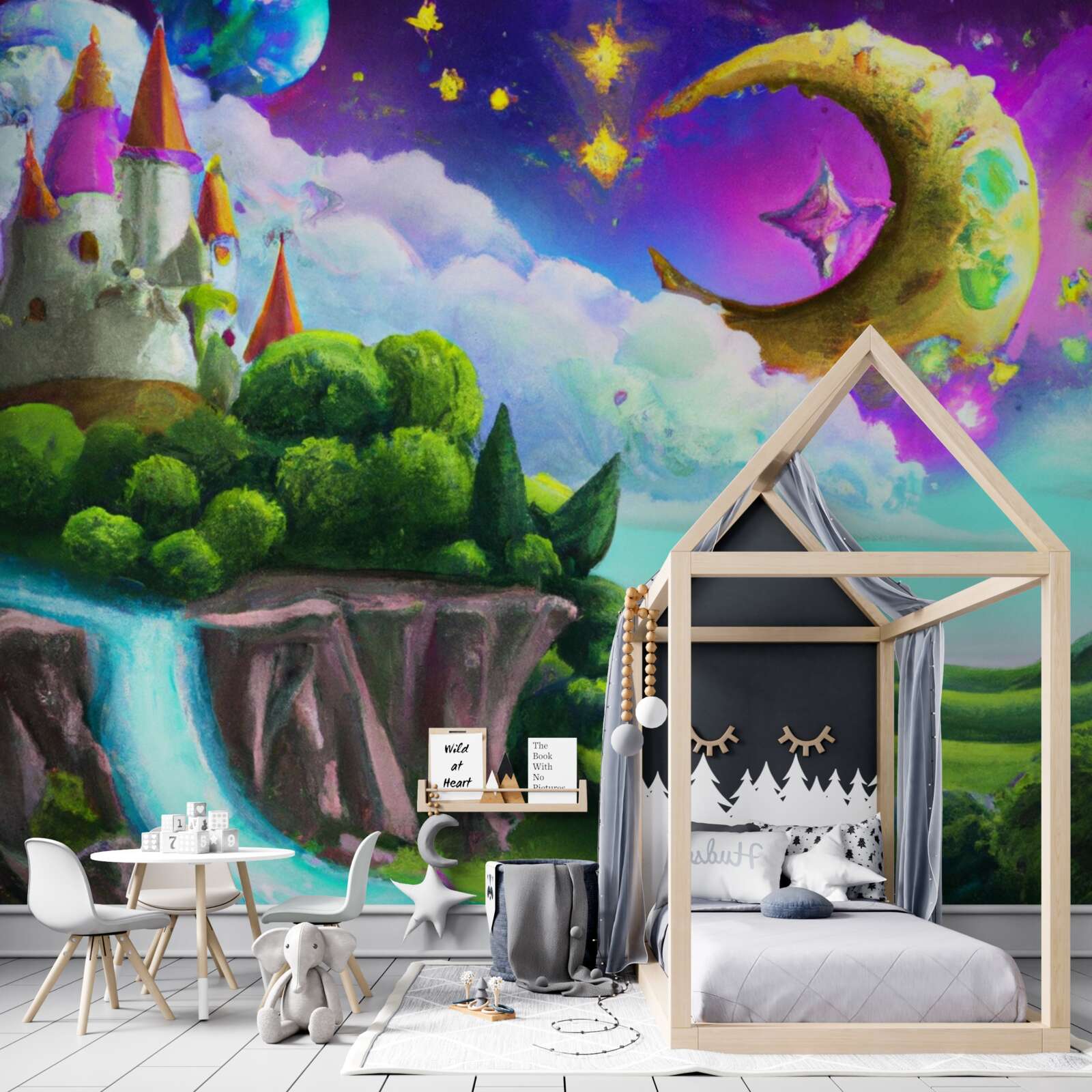 Fotobehang fabelachtige waterval bij het onneembare fort