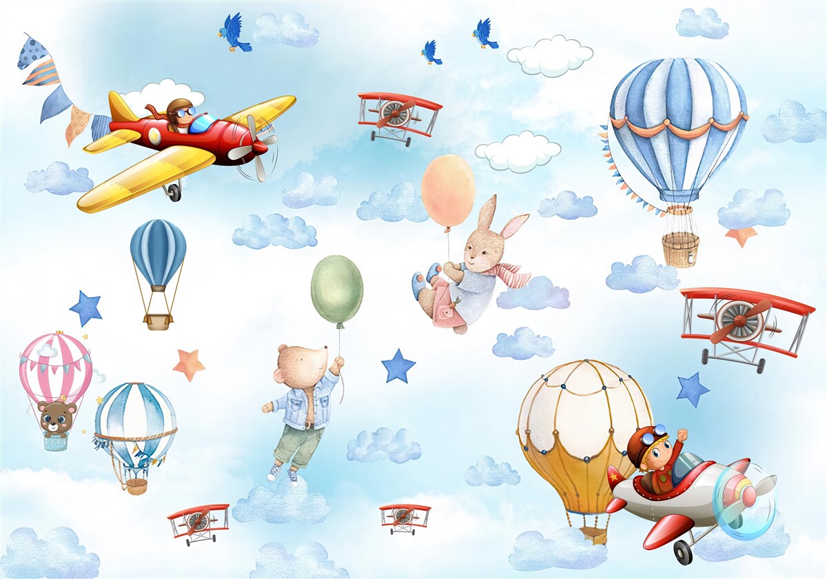 Fotobehang sprookjesfiguren zweven door de lucht