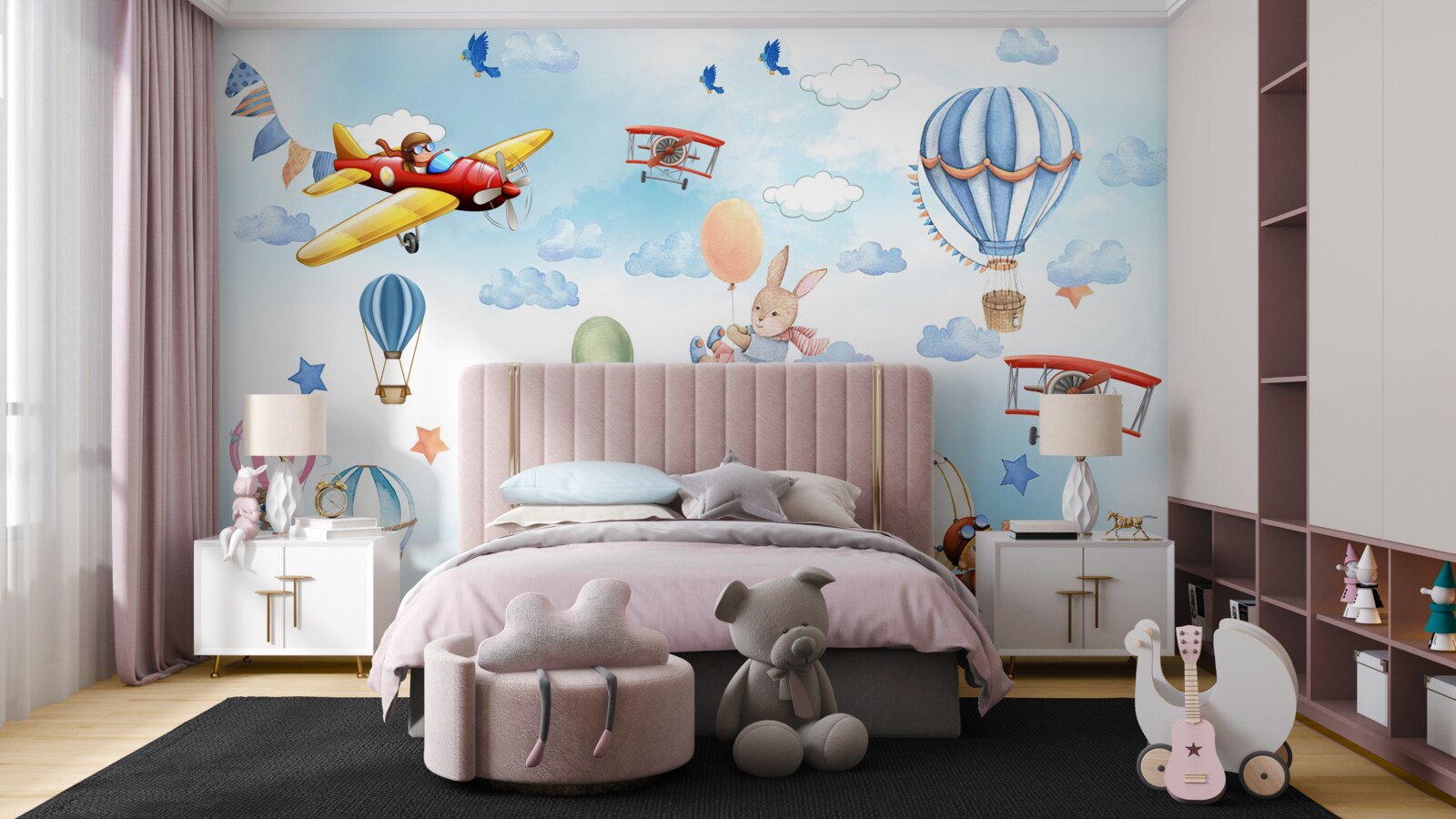 Fotobehang sprookjesfiguren zweven door de lucht