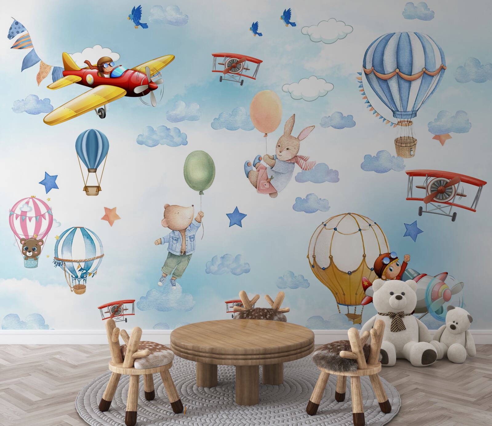 Fotobehang sprookjesfiguren zweven door de lucht