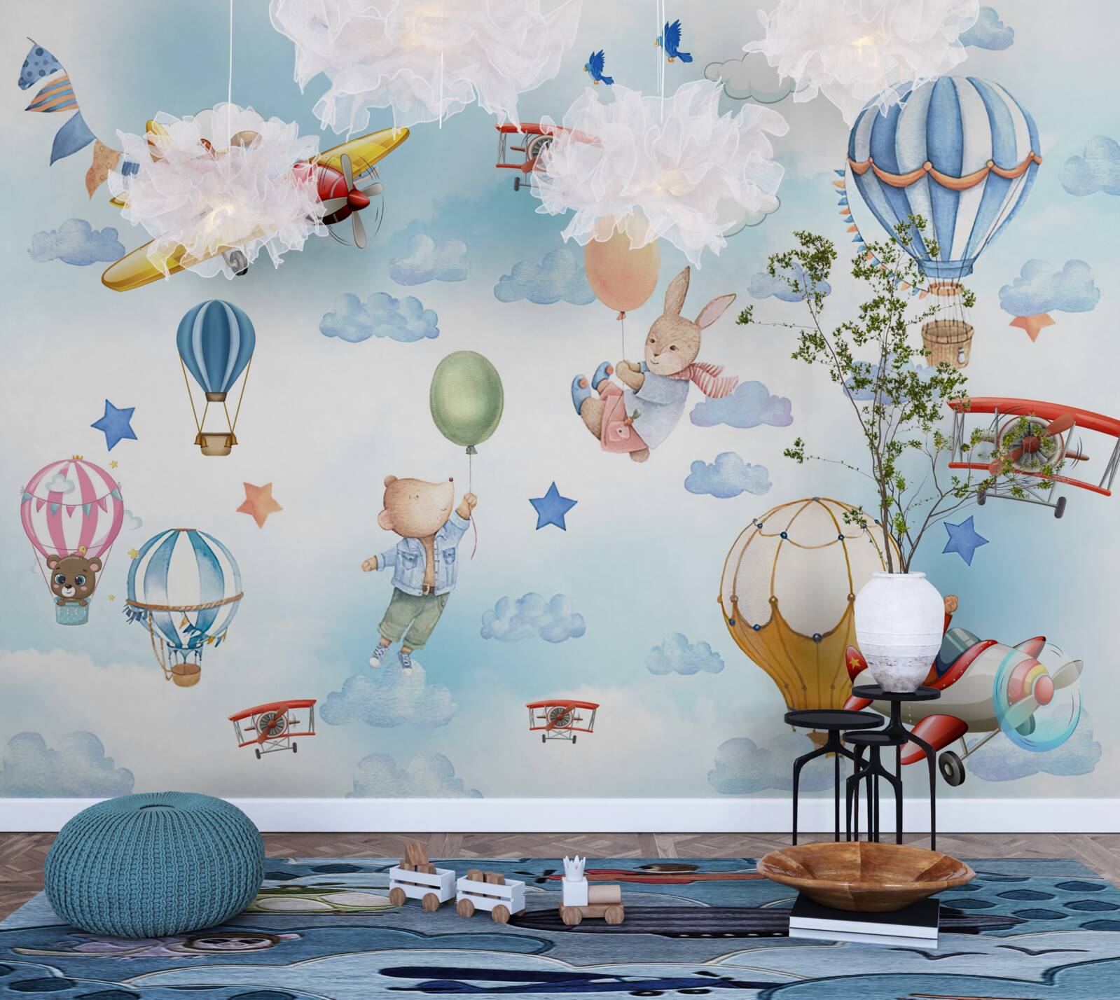 Fotobehang sprookjesfiguren zweven door de lucht