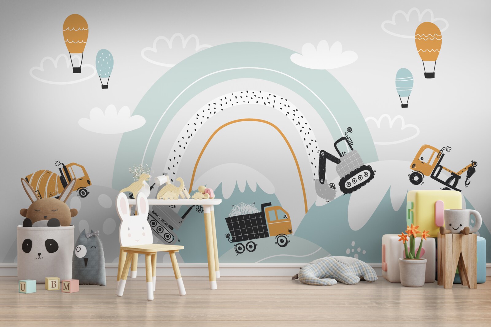 Fotobehang auto's rijden op magische heuvels