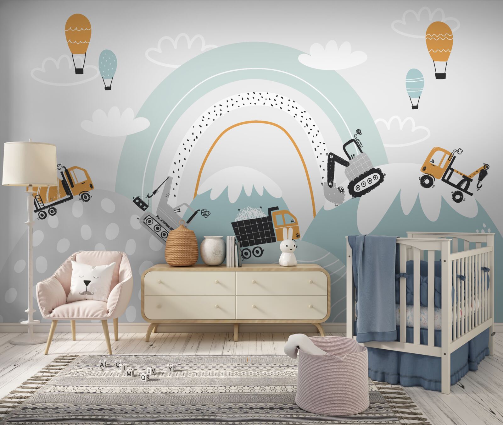 Fotobehang auto's rijden op magische heuvels