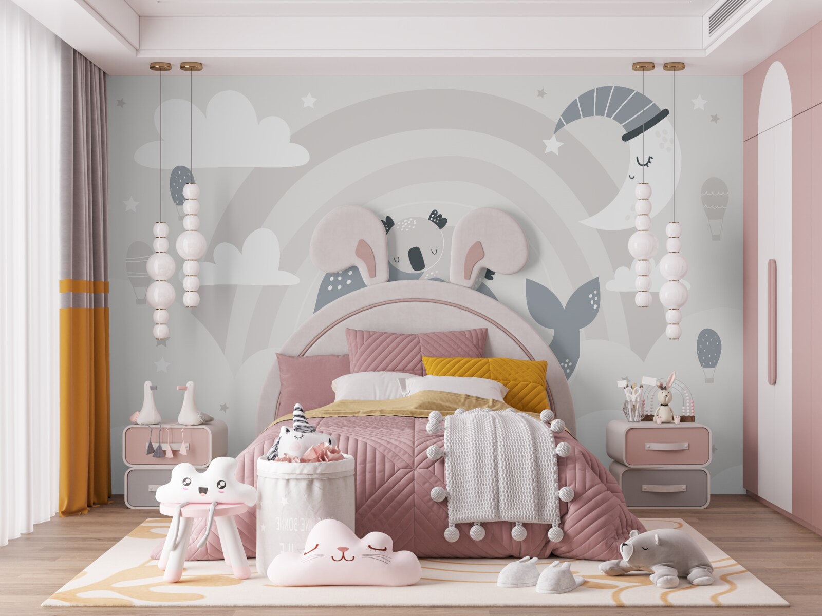 Fotobehang in de wolken slaapt een koala op de rug van een walvis