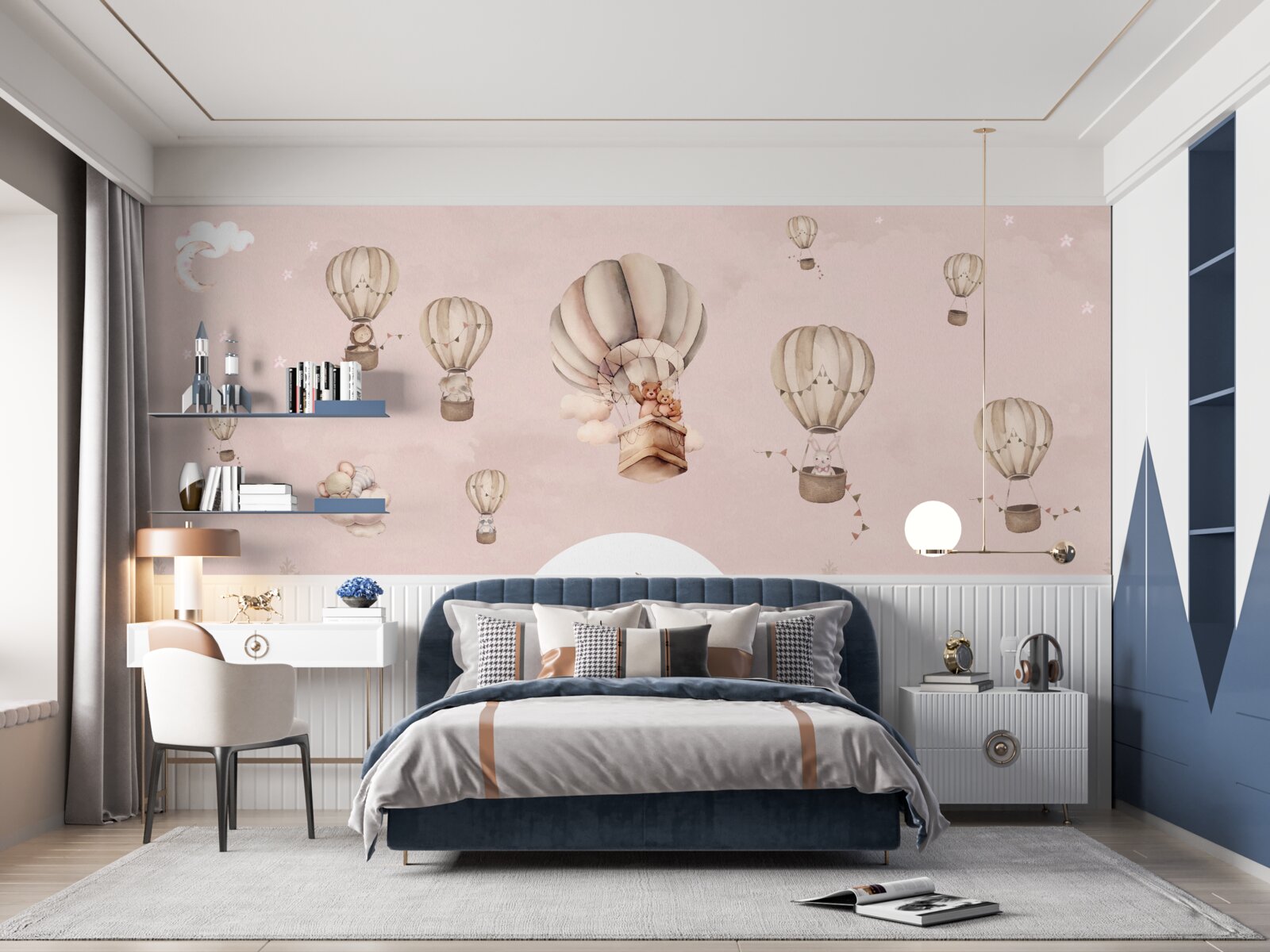 Fotobehang dieren gaan de lucht in met heteluchtballonnen