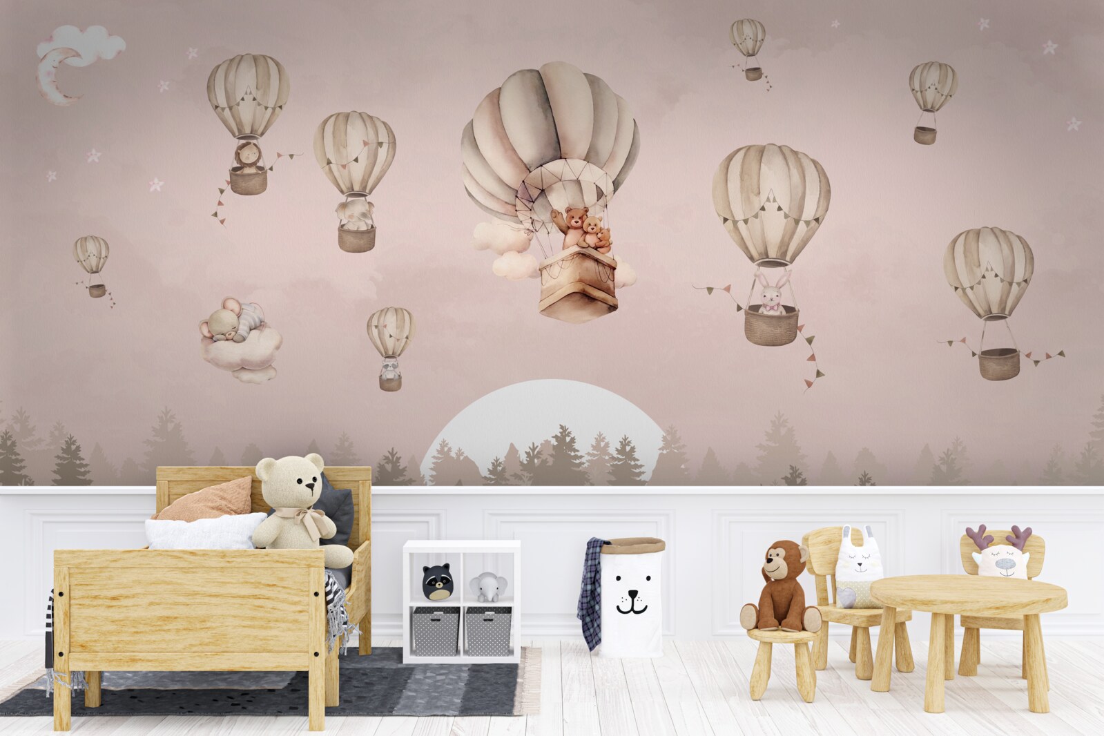 Fotobehang dieren gaan de lucht in met heteluchtballonnen