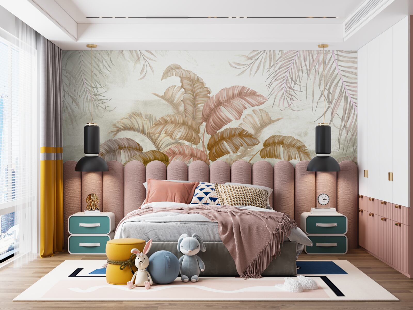 Fotobehang sterke tropische struik met bladeren