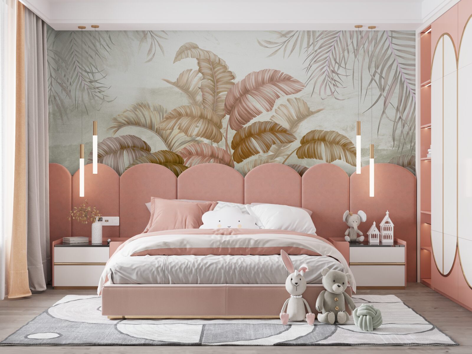 Fotobehang sterke tropische struik met bladeren