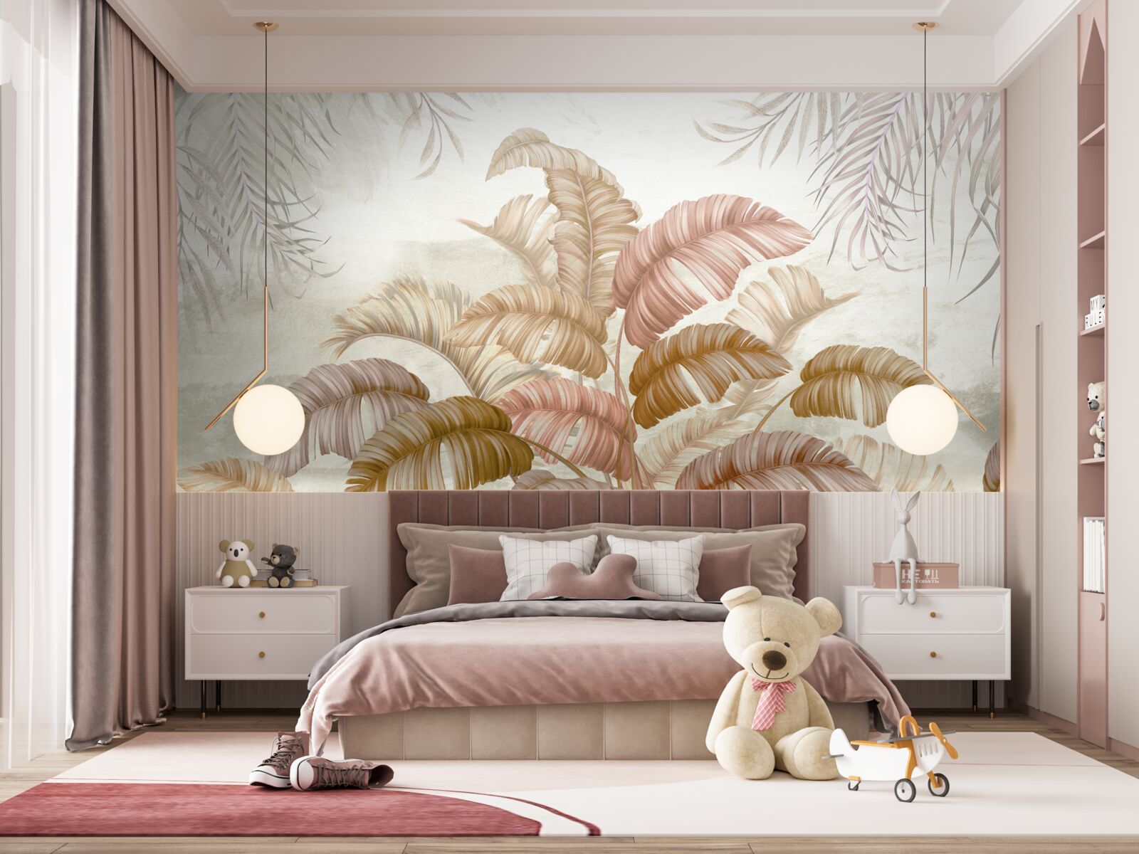 Fotobehang sterke tropische struik met bladeren