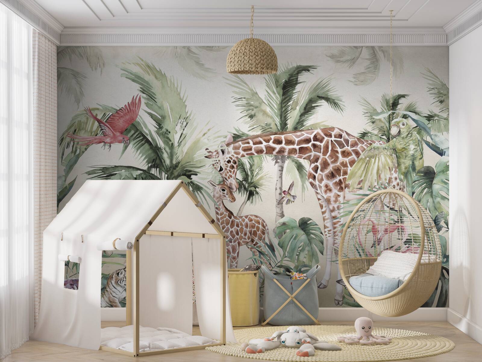 Fotobehang junglebewoners met nakomelingen