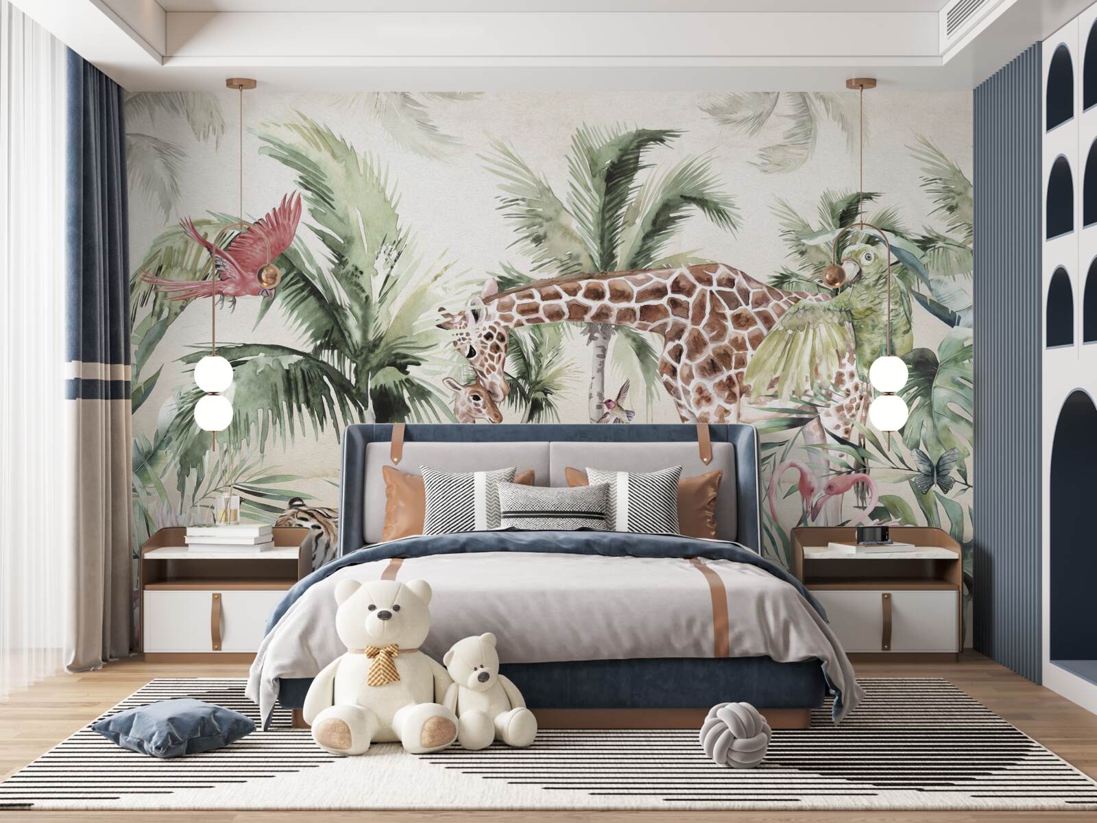 Fotobehang junglebewoners met nakomelingen