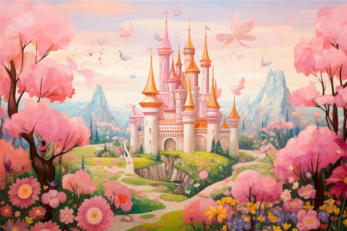 Fotobehang een kasteel uit een disneysprookje