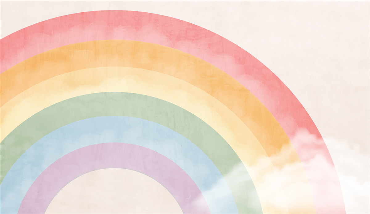 Fotobehang een prachtige bloemenboog tussen de wolken