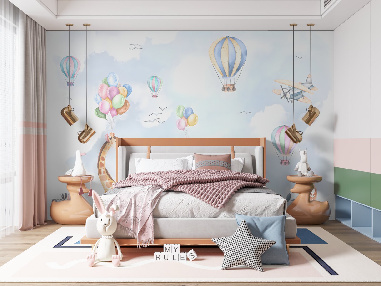 Fotobehang ballonnen en dieren