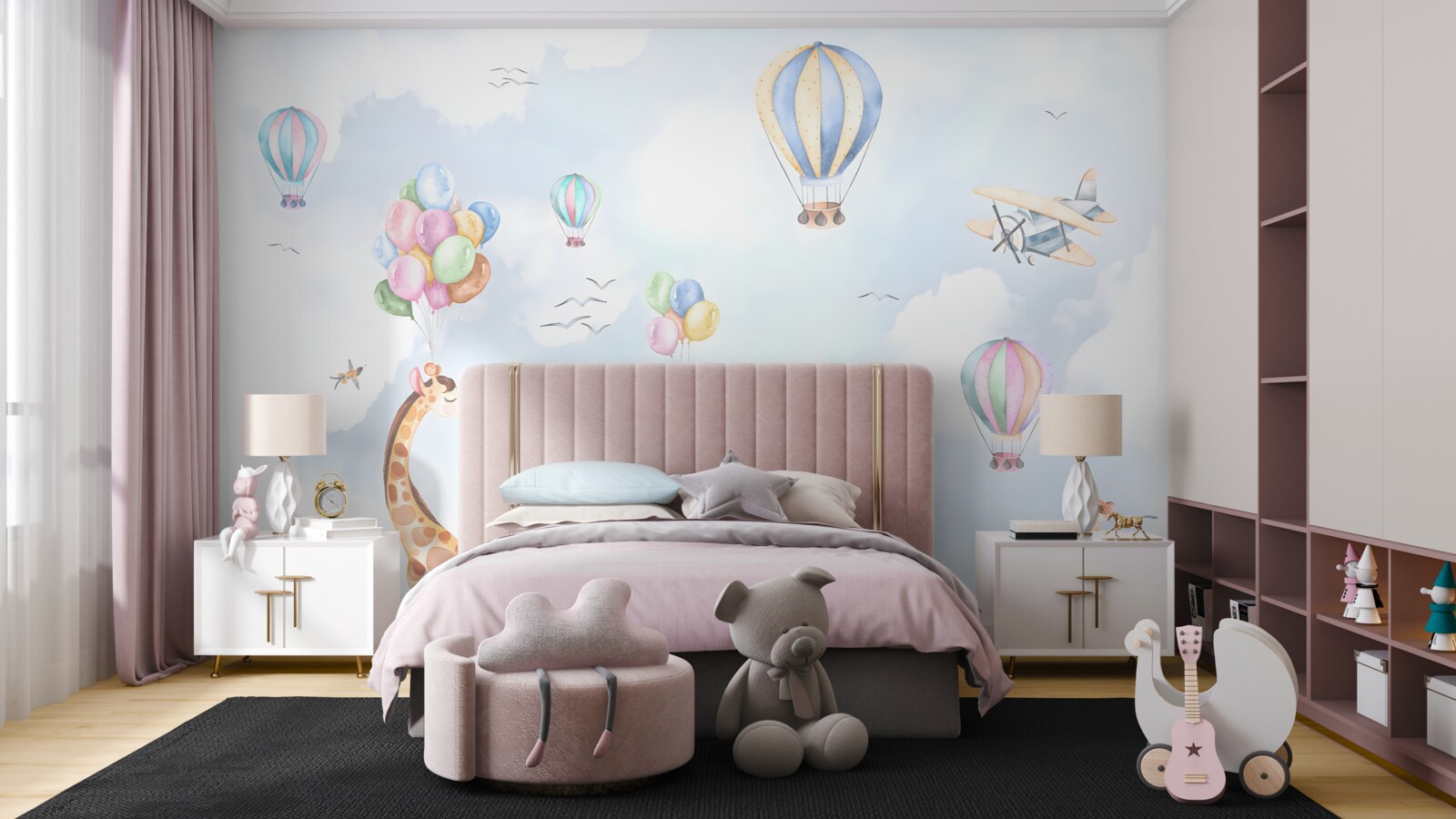 Fotobehang ballonnen en dieren