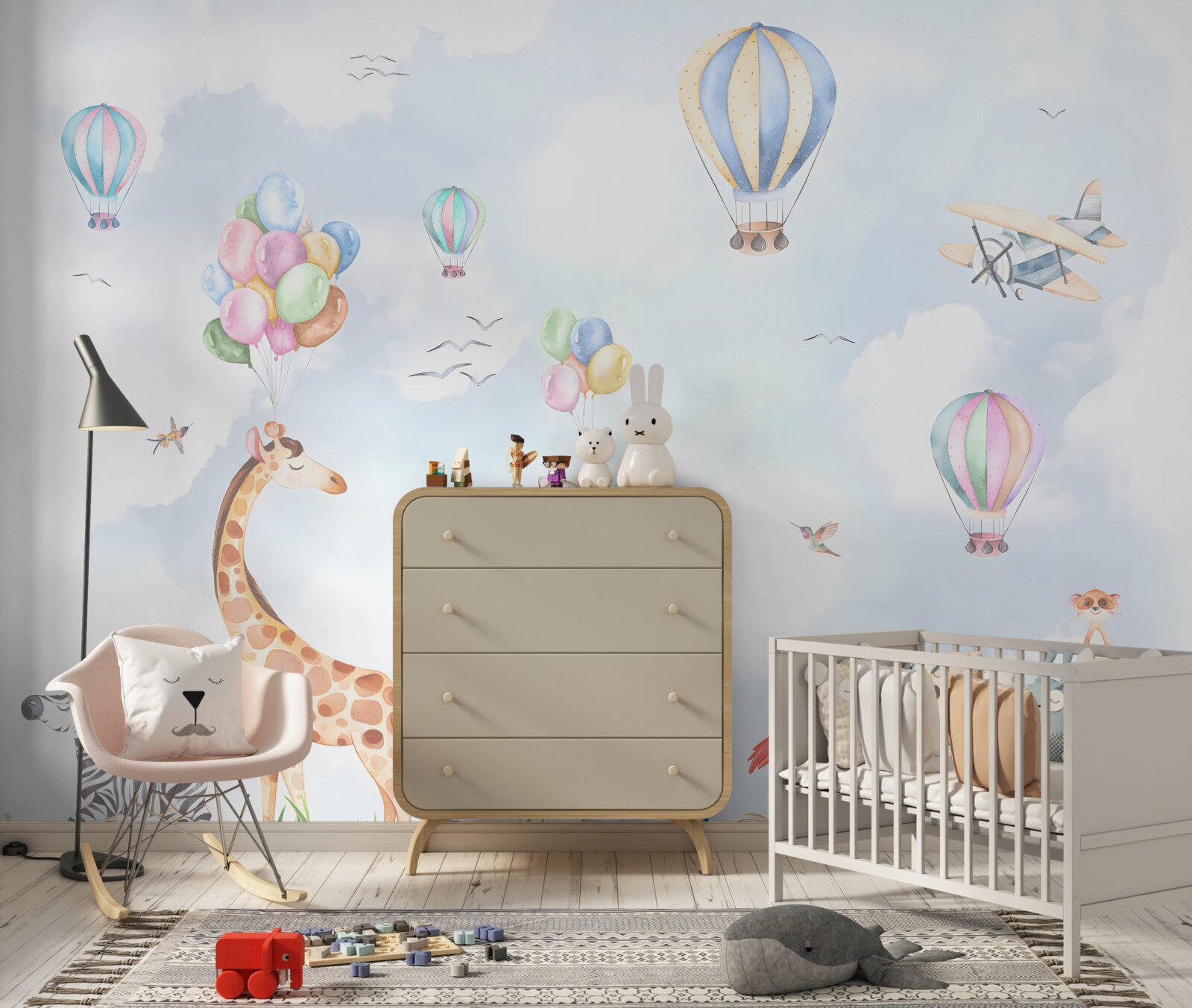 Fotobehang ballonnen en dieren