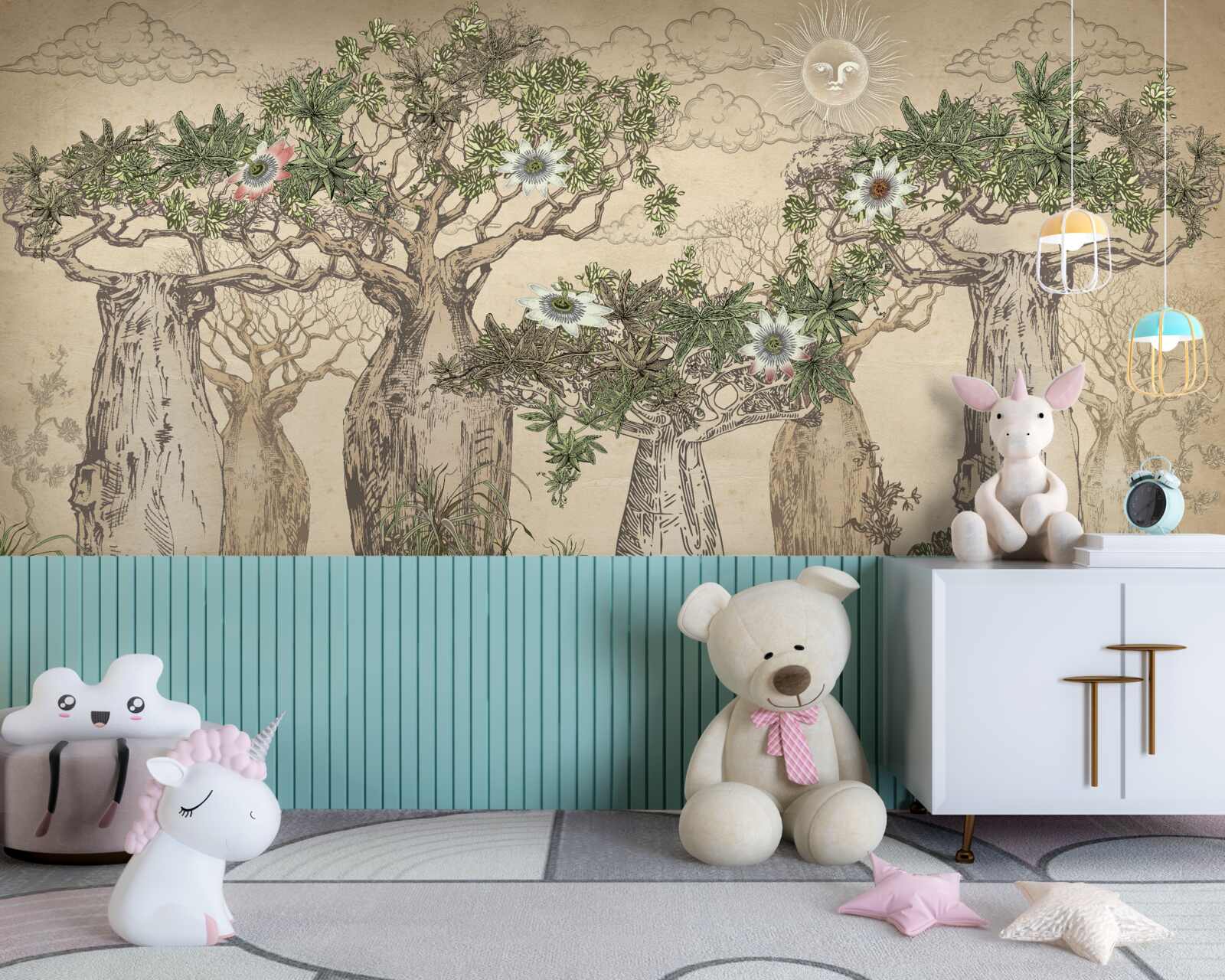 Fotobehang machtige en majestueuze baobabs