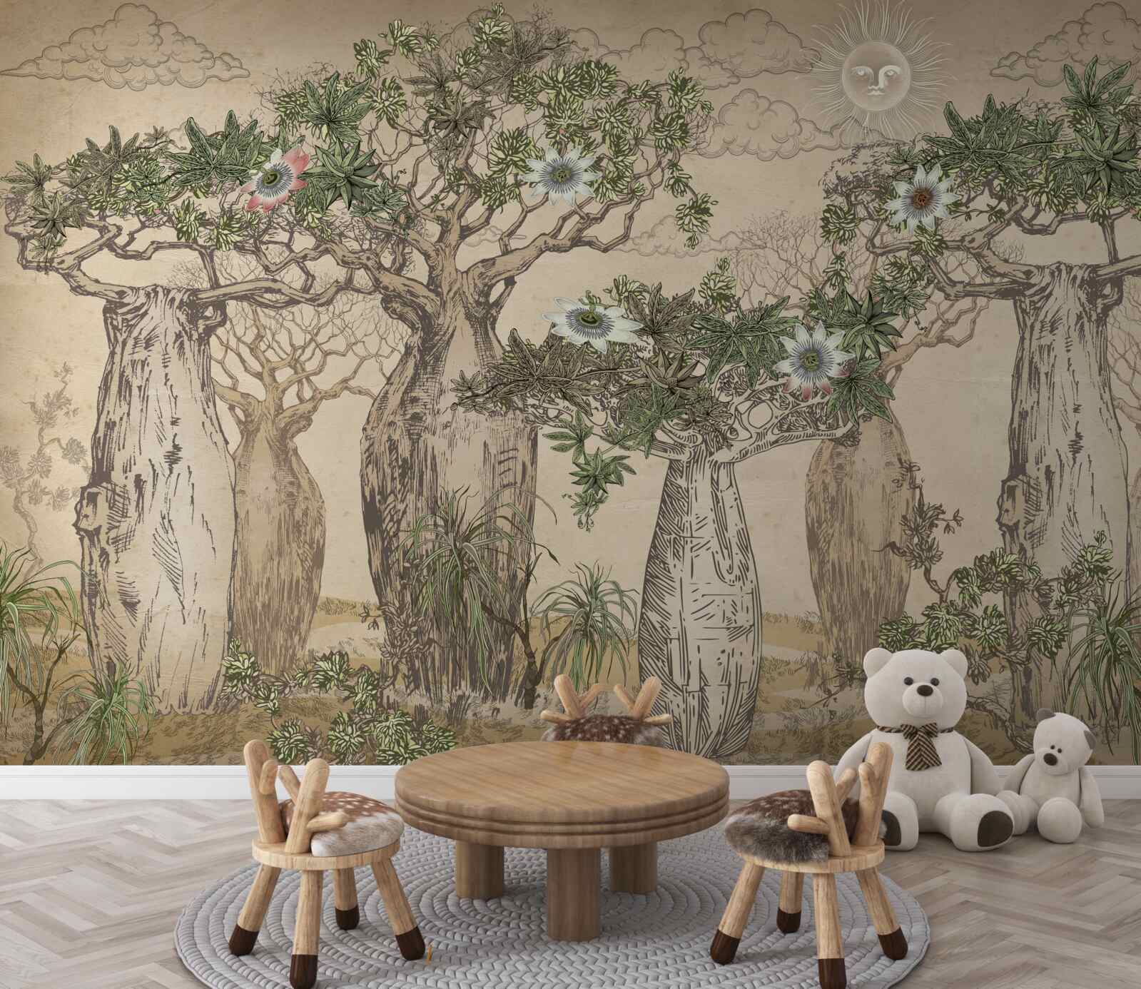 Fotobehang machtige en majestueuze baobabs