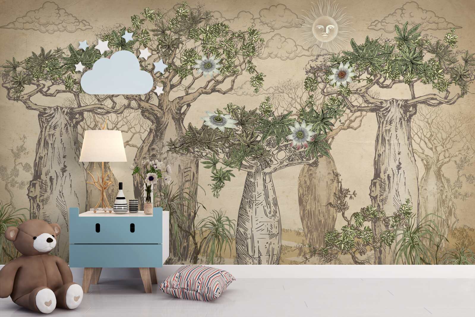 Fotobehang machtige en majestueuze baobabs