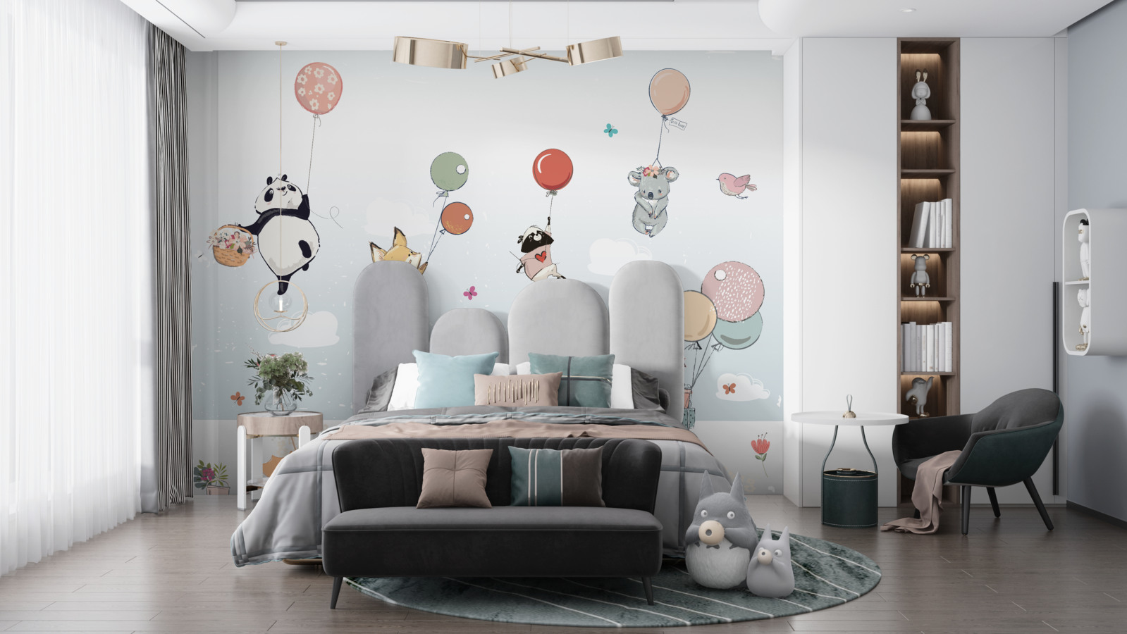 Fotobehang dieren op ballonnen