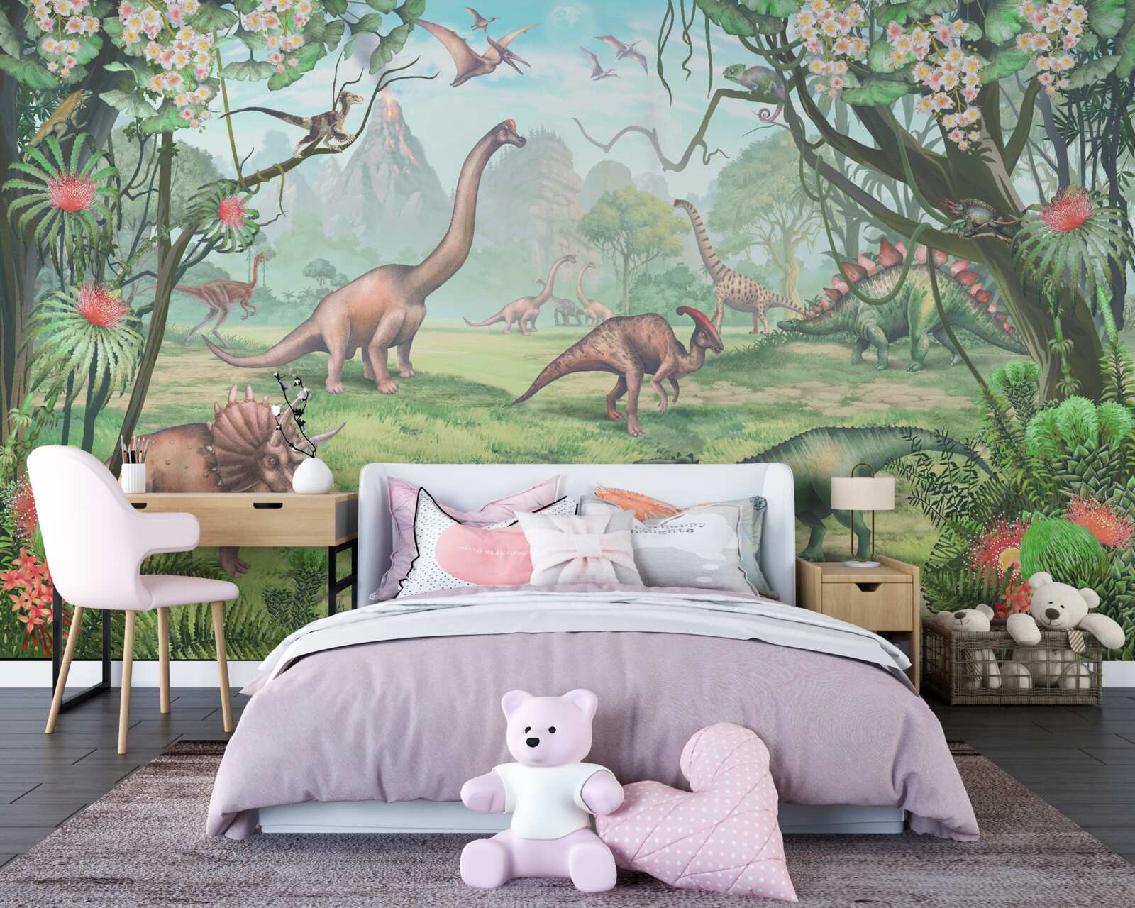 Fotobehang wandelende dinosaurussen