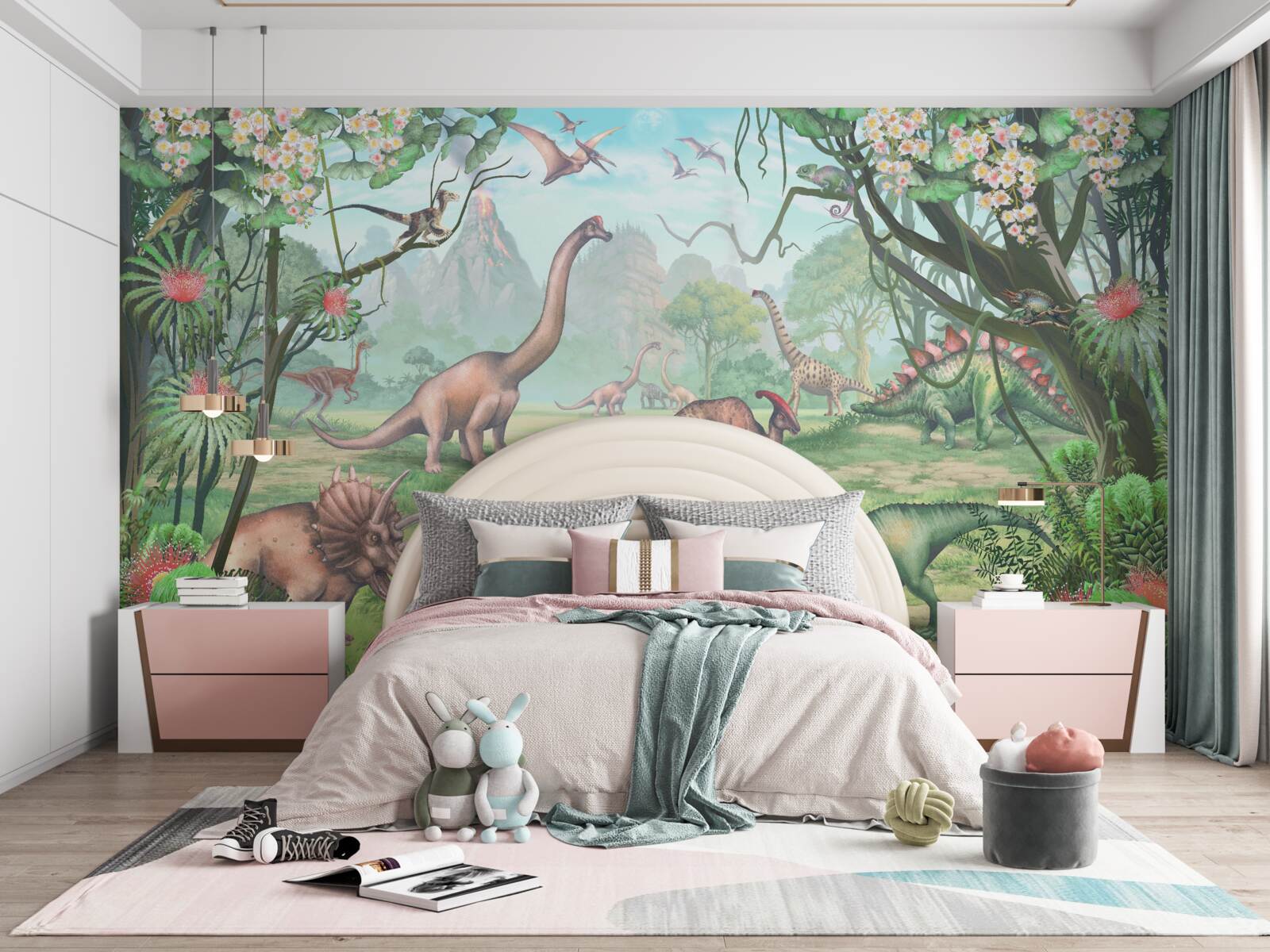 Fotobehang wandelende dinosaurussen