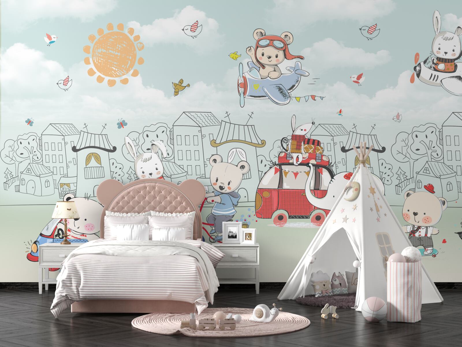 Fotobehang beren gaan wandelen