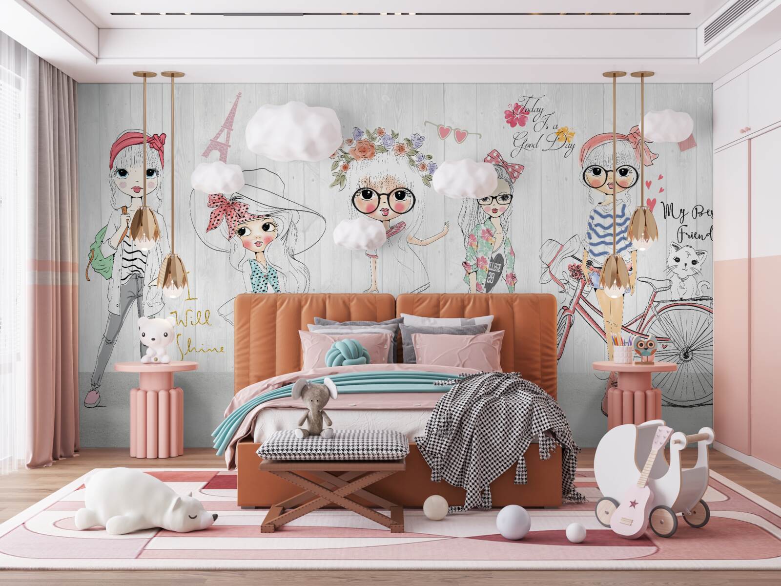 Fotobehang elegante en modieuze meisjes