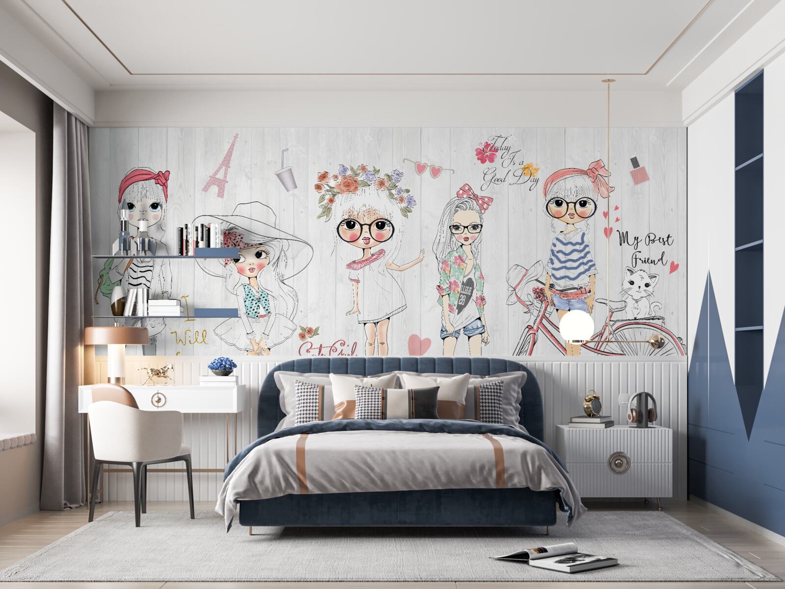 Fotobehang elegante en modieuze meisjes