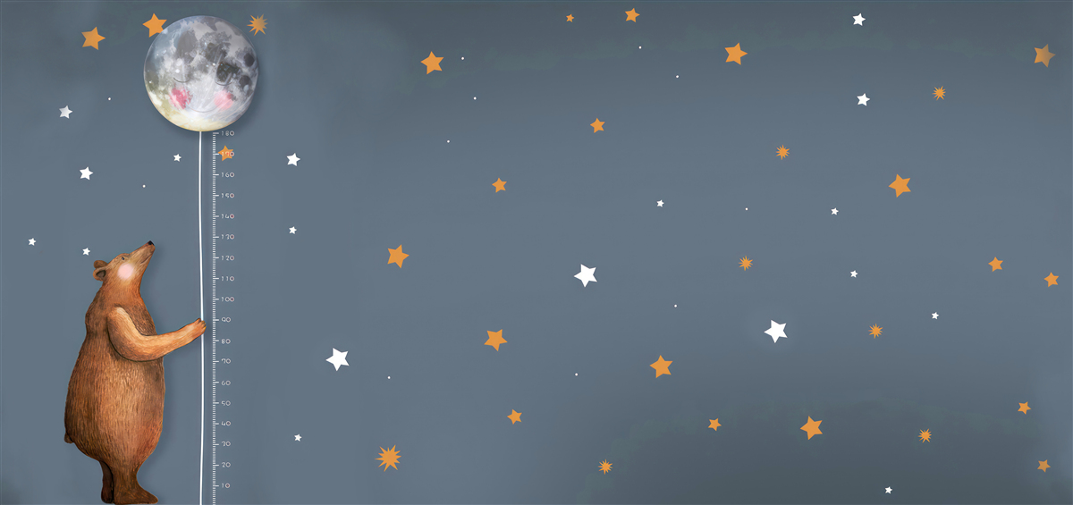 Fotobehang beer verheft de maan naar de hemel