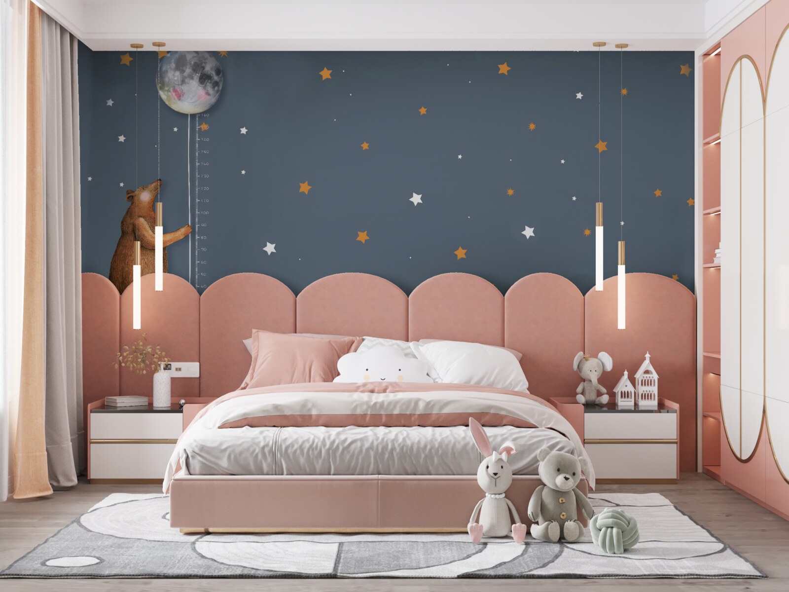 Fotobehang beer verheft de maan naar de hemel