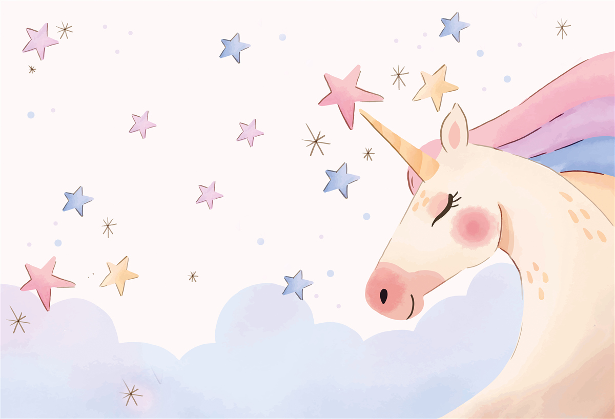 Fotobehang schattige roze eenhoorn