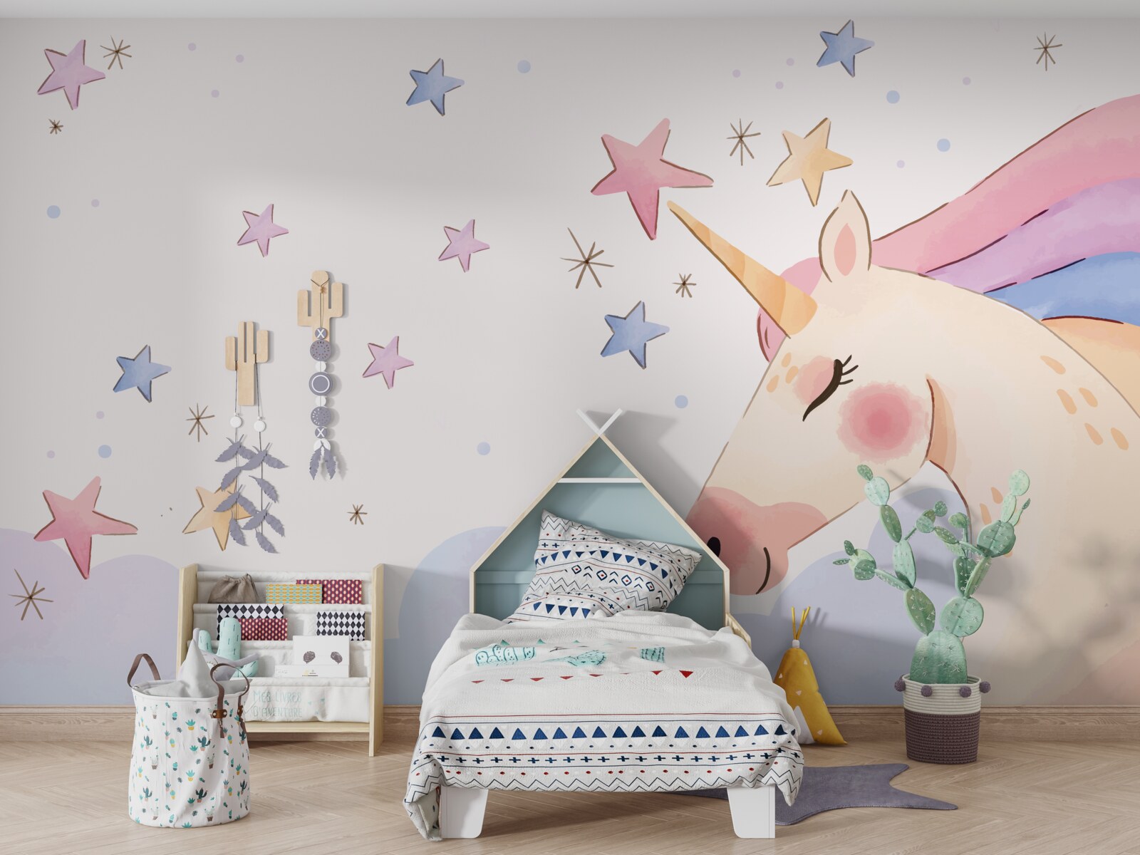 Fotobehang schattige roze eenhoorn