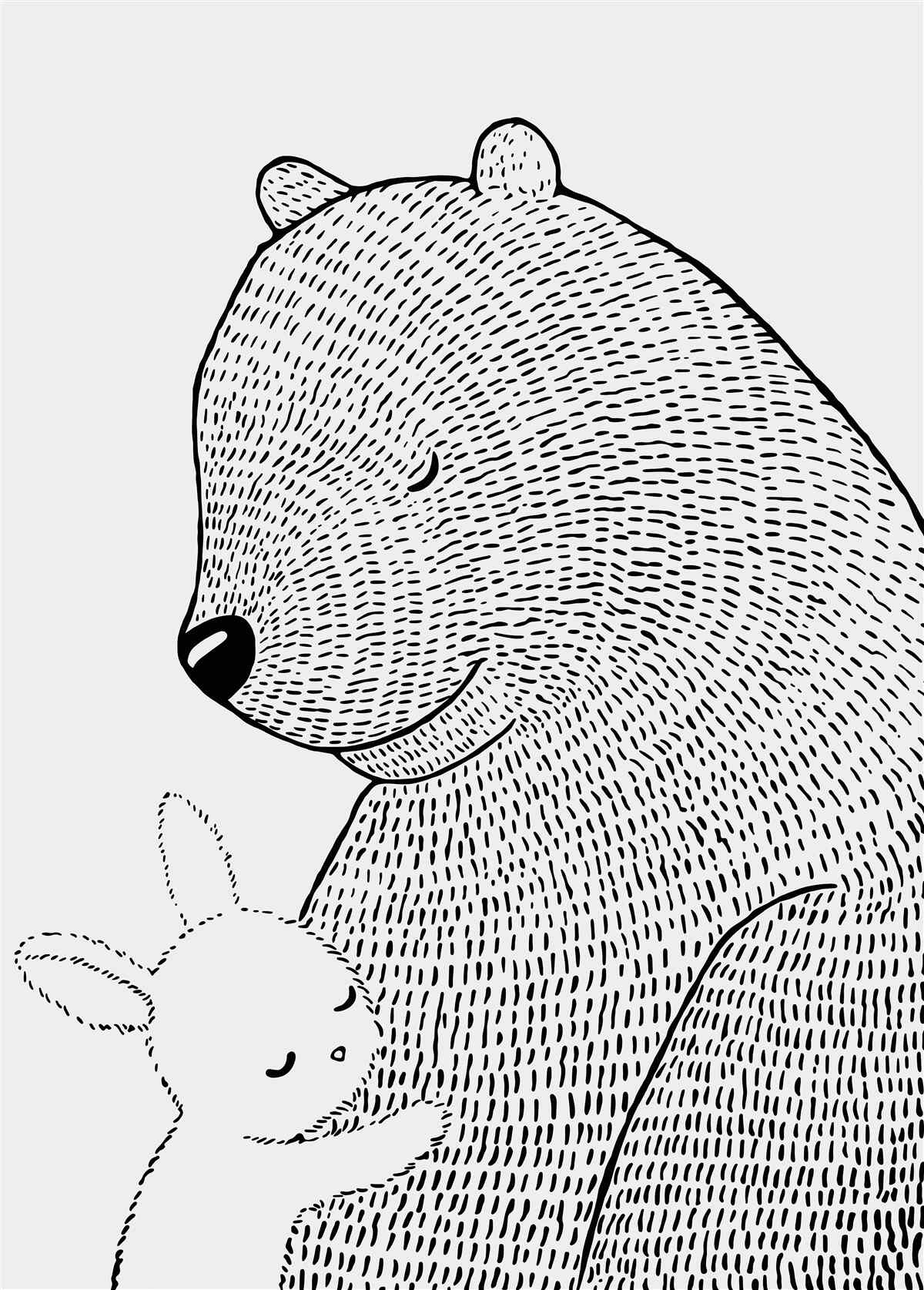 Fotobehang konijn en beer