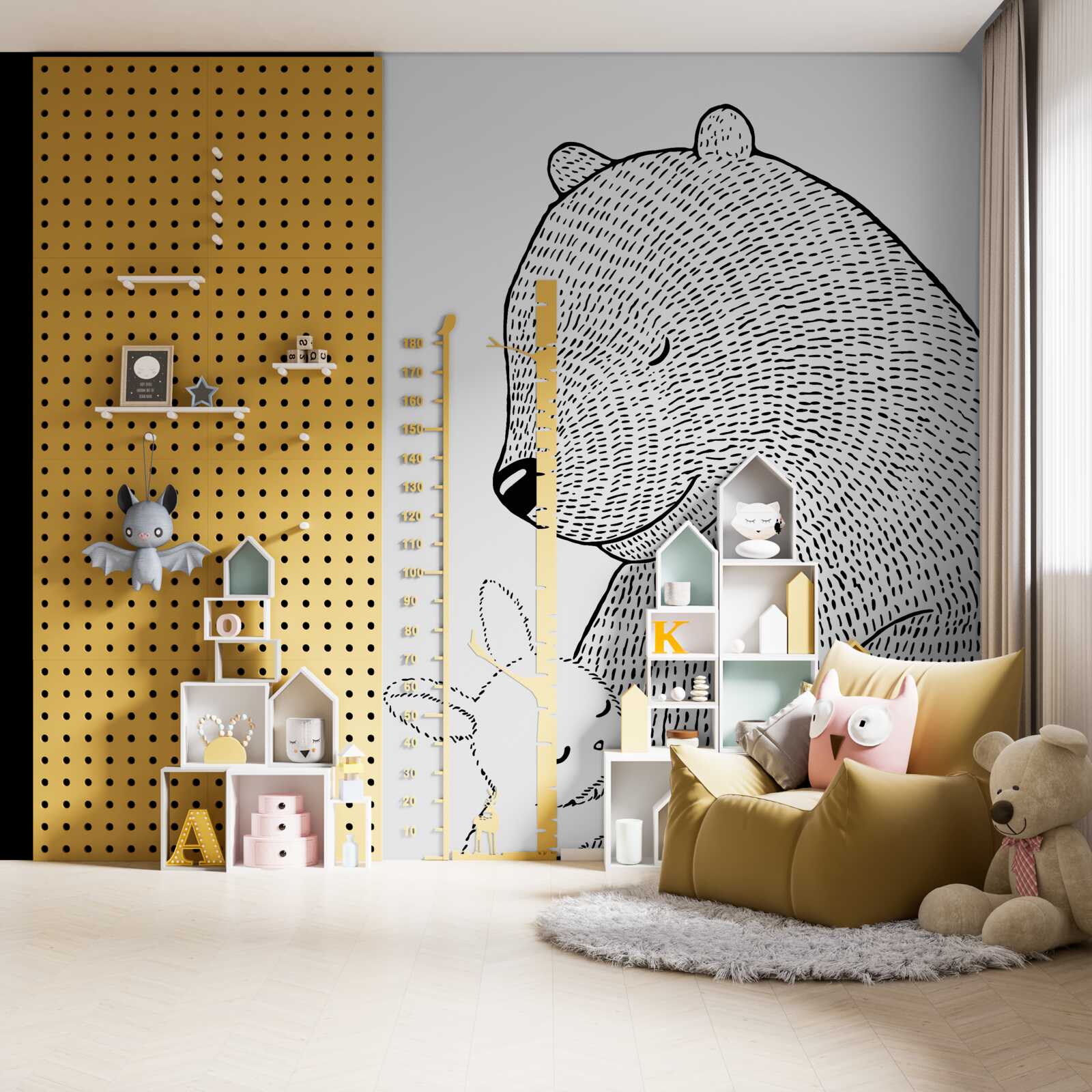 Fotobehang konijn en beer